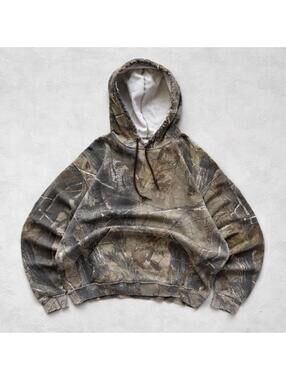 Vintage Y2K Russell Athletic Camo Boxy Hoodie XL